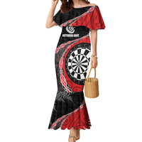 Personalised New Zealand Darts Mermaid Dress Koru Tribal Tattoo and Silver Fern Maori Pattern Red Color LT03 Women Red - Polynesian Pride