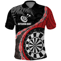 Personalised New Zealand Darts Polo Shirt - Koru Tribal Tattoo and Silver Fern Maori Pattern Red LT03 Red - Polynesian Pride