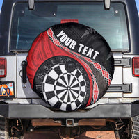 Personalised New Zealand Darts Spare Tire Cover Koru Tribal Tattoo and Silver Fern Maori Pattern Red Color LT03 Red - Polynesian Pride