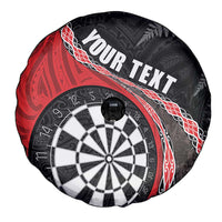 Personalised New Zealand Darts Spare Tire Cover Koru Tribal Tattoo and Silver Fern Maori Pattern Red Color LT03 - Polynesian Pride