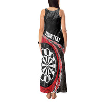 Personalised New Zealand Darts Tank Maxi Dress Koru Tribal Tattoo and Silver Fern Maori Pattern Red Color LT03 - Polynesian Pride