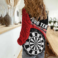 Personalised New Zealand Darts Women Casual Shirt Koru Tribal Tattoo and Silver Fern Maori Pattern Red Color LT03 - Polynesian Pride