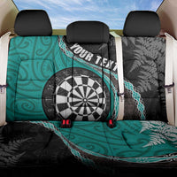 Personalised New Zealand Darts Back Car Seat Cover Koru Tribal Tattoo and Silver Fern Maori Pattern Teal Color LT03 One Size Teal - Polynesian Pride