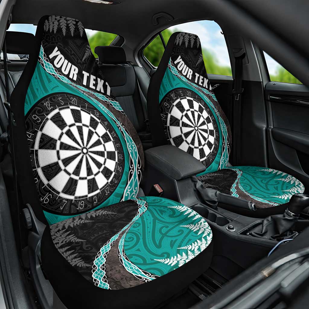 Personalised New Zealand Darts Car Seat Cover Koru Tribal Tattoo and Silver Fern Maori Pattern Teal Color LT03 One Size Teal - Polynesian Pride