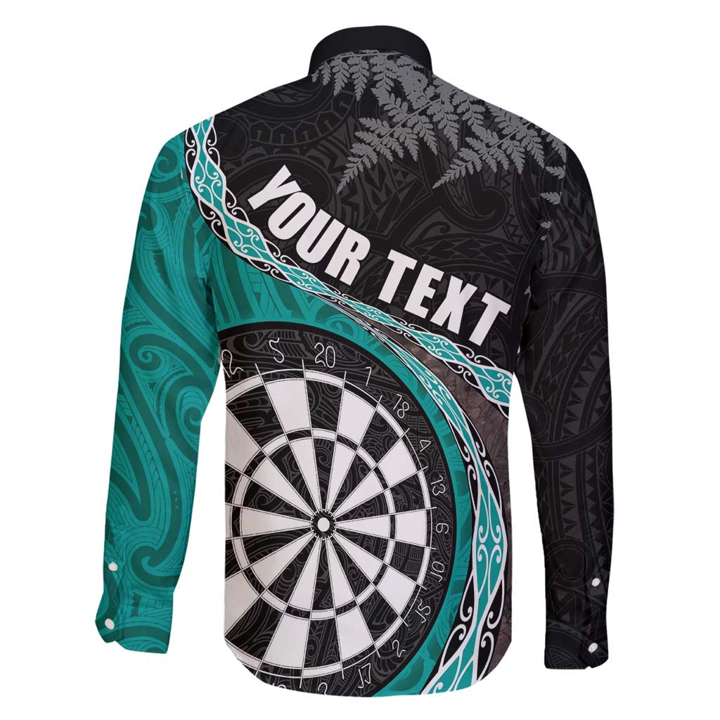 Personalised New Zealand Darts Family Matching Off Shoulder Maxi Dress and Hawaiian Shirt Koru Tribal Tattoo and Silver Fern Maori Pattern Teal Color LT03 - Polynesian Pride