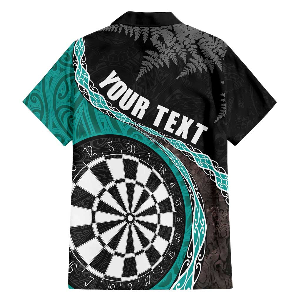 Personalised New Zealand Darts Family Matching Summer Maxi Dress and Hawaiian Shirt Koru Tribal Tattoo and Silver Fern Maori Pattern Teal Color LT03 - Polynesian Pride