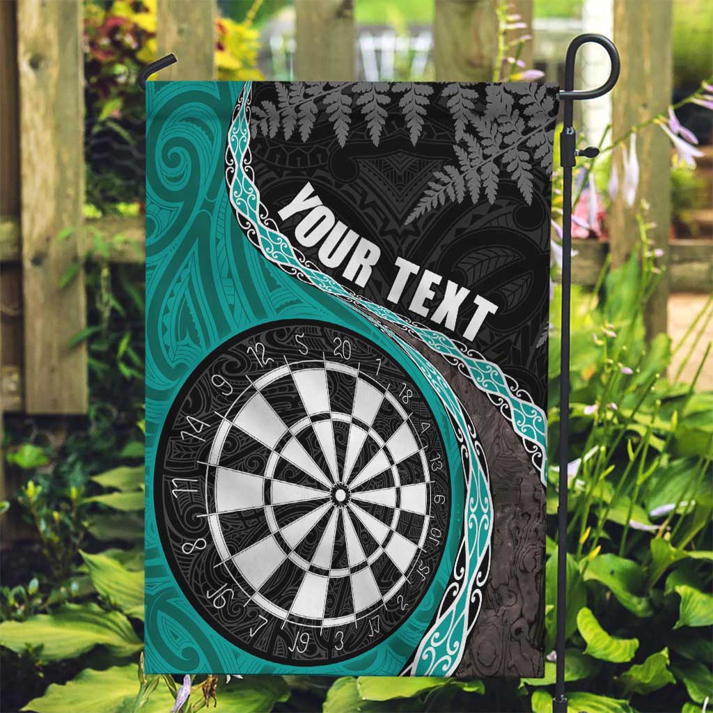 Personalised New Zealand Darts Garden Flag Koru Tribal Tattoo and Silver Fern Maori Pattern Teal Color LT03 Garden Flag Teal - Polynesian Pride