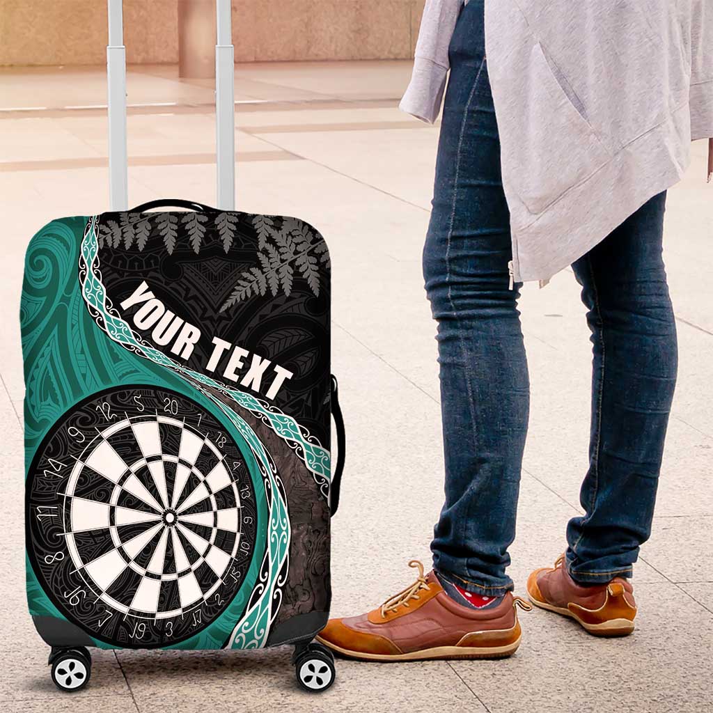 Personalised New Zealand Darts Luggage Cover Koru Tribal Tattoo and Silver Fern Maori Pattern Teal Color LT03 Teal - Polynesian Pride