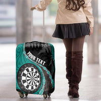 Personalised New Zealand Darts Luggage Cover Koru Tribal Tattoo and Silver Fern Maori Pattern Teal Color LT03 - Polynesian Pride