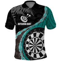 Personalised New Zealand Darts Polo Shirt Koru Tribal Tattoo and Silver Fern Maori Pattern Teal Color LT03 Teal - Polynesian Pride