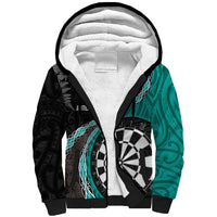 Personalised New Zealand Darts Sherpa Hoodie Koru Tribal Tattoo and Silver Fern Maori Pattern Teal Color LT03 Unisex Teal - Polynesian Pride