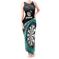 Personalised New Zealand Darts Tank Maxi Dress Koru Tribal Tattoo and Silver Fern Maori Pattern Teal Color LT03 Women Teal - Polynesian Pride