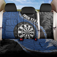 Personalised New Zealand Darts Back Car Seat Cover Koru Tribal Tattoo and Silver Fern Maori Pattern Blue Color LT03 One Size Blue - Polynesian Pride