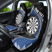 Personalised New Zealand Darts Car Seat Cover Koru Tribal Tattoo and Silver Fern Maori Pattern Blue Color LT03 - Polynesian Pride