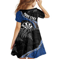Personalised New Zealand Darts Family Matching Long Sleeve Bodycon Dress and Hawaiian Shirt Koru Tribal Tattoo and Silver Fern Maori Pattern Blue Color LT03 - Polynesian Pride
