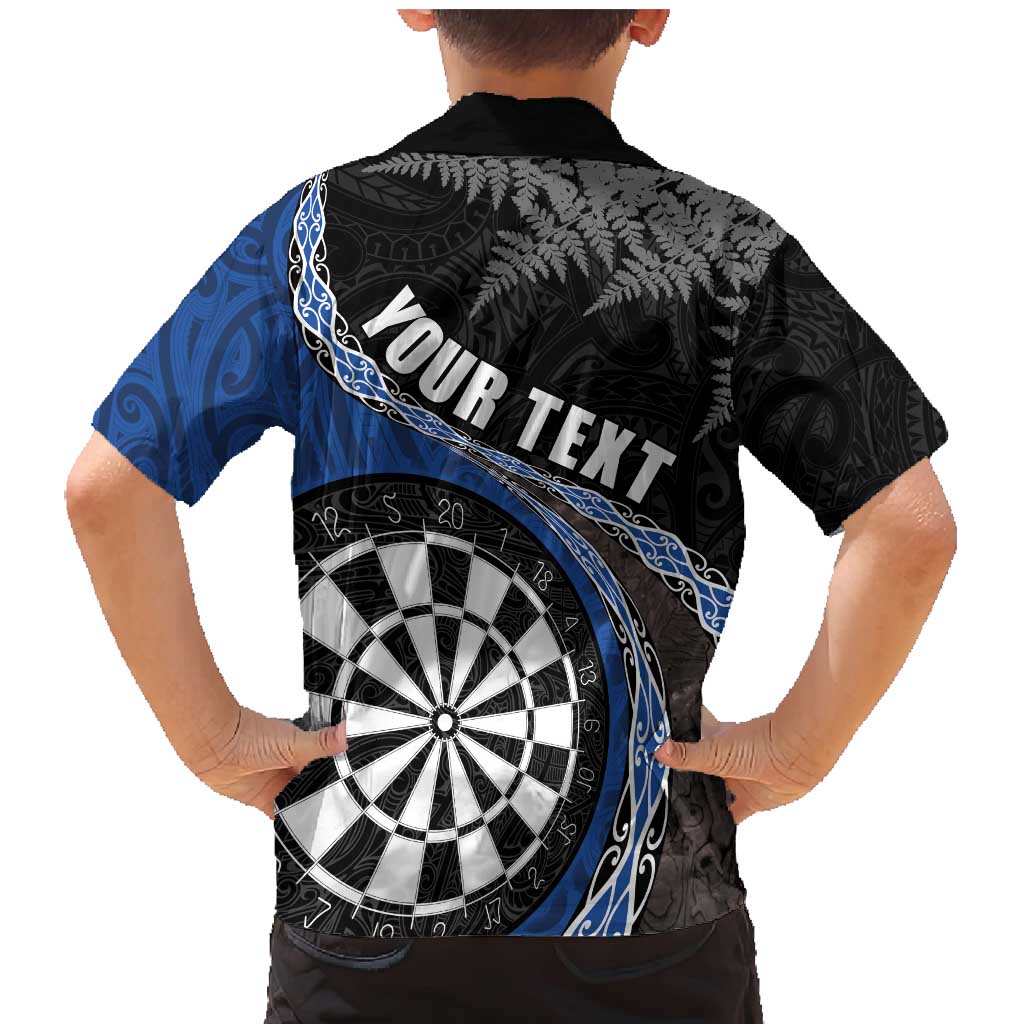 Personalised New Zealand Darts Family Matching Mermaid Dress and Hawaiian Shirt Koru Tribal Tattoo and Silver Fern Maori Pattern Blue Color LT03 - Polynesian Pride