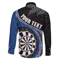 Personalised New Zealand Darts Family Matching Off Shoulder Maxi Dress and Hawaiian Shirt Koru Tribal Tattoo and Silver Fern Maori Pattern Blue Color LT03 - Polynesian Pride
