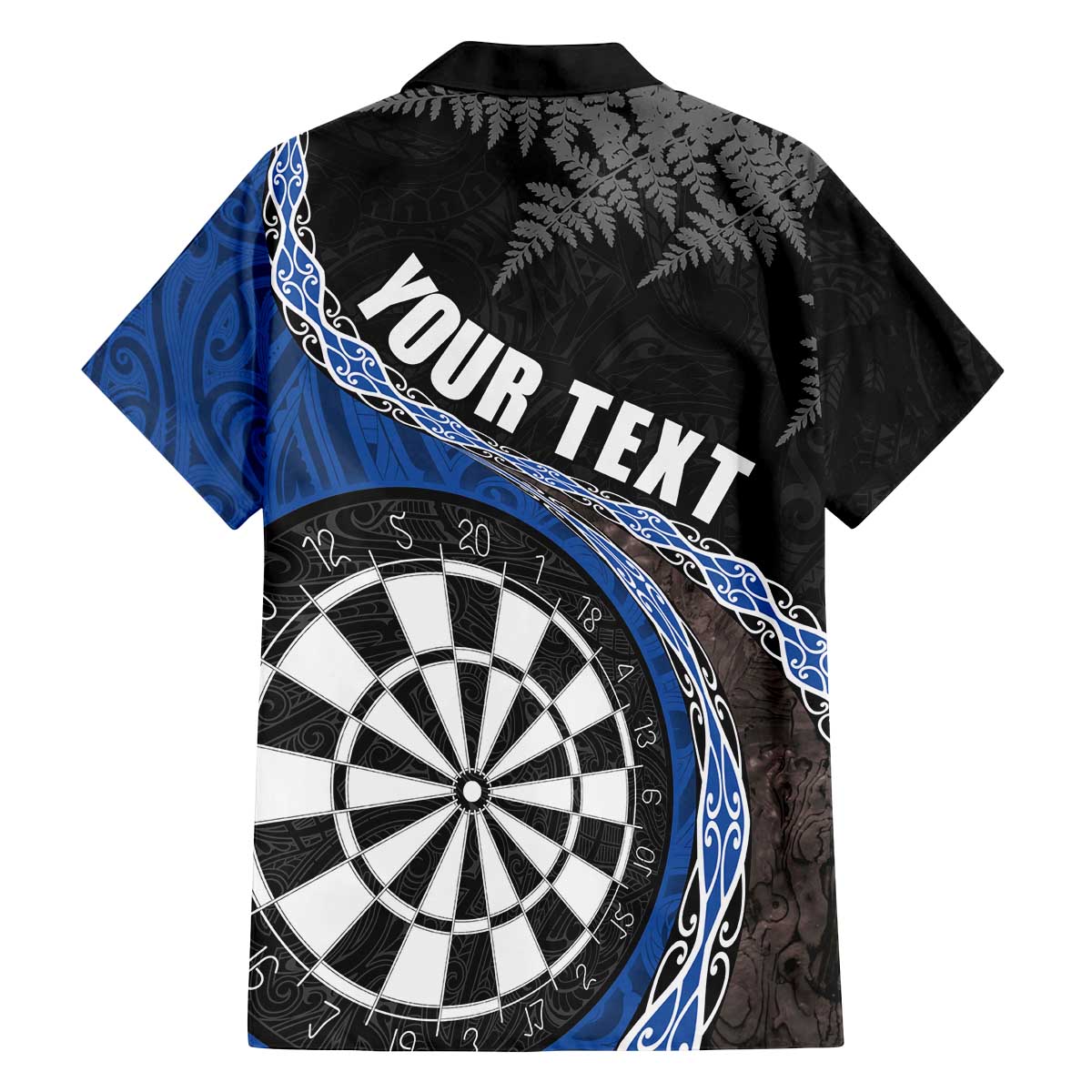 Personalised New Zealand Darts Family Matching Puletasi and Hawaiian Shirt Koru Tribal Tattoo and Silver Fern Maori Pattern Blue Color LT03 - Polynesian Pride