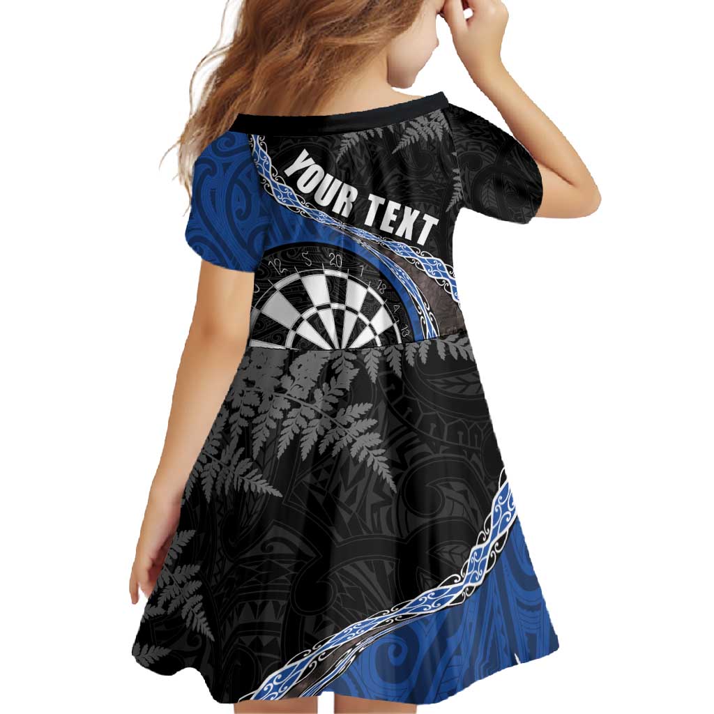 Personalised New Zealand Darts Family Matching Summer Maxi Dress and Hawaiian Shirt Koru Tribal Tattoo and Silver Fern Maori Pattern Blue Color LT03 - Polynesian Pride
