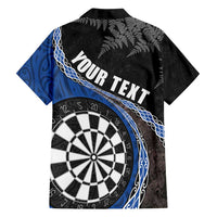 Personalised New Zealand Darts Family Matching Summer Maxi Dress and Hawaiian Shirt Koru Tribal Tattoo and Silver Fern Maori Pattern Blue Color LT03 - Polynesian Pride