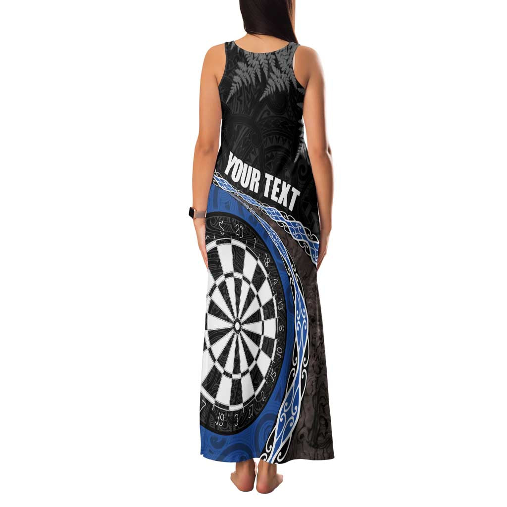 Personalised New Zealand Darts Family Matching Tank Maxi Dress and Hawaiian Shirt Koru Tribal Tattoo and Silver Fern Maori Pattern Blue Color LT03 - Polynesian Pride