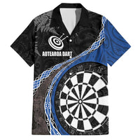 Personalised New Zealand Darts Hawaiian Shirt Koru Tribal Tattoo and Silver Fern Maori Pattern Blue Color LT03 Blue - Polynesian Pride