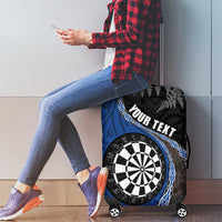 Personalised New Zealand Darts Luggage Cover Koru Tribal Tattoo and Silver Fern Maori Pattern Blue Color LT03 - Polynesian Pride