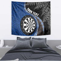 Personalised New Zealand Darts Tapestry Koru Tribal Tattoo and Silver Fern Maori Pattern Blue Color