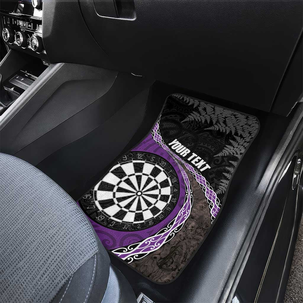 Personalised New Zealand Darts Car Mats Koru Tribal Tattoo and Silver Fern Maori Pattern Purple Color LT03 - Polynesian Pride