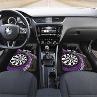 Personalised New Zealand Darts Car Mats Koru Tribal Tattoo and Silver Fern Maori Pattern Purple Color LT03 Set 2pcs - Front Purple - Polynesian Pride