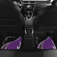 Personalised New Zealand Darts Car Mats Koru Tribal Tattoo and Silver Fern Maori Pattern Purple Color LT03 Set 2pcs - Back Purple - Polynesian Pride
