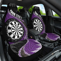 Personalised New Zealand Darts Car Seat Cover Koru Tribal Tattoo and Silver Fern Maori Pattern Purple Color LT03 One Size Purple - Polynesian Pride