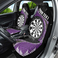 Personalised New Zealand Darts Car Seat Cover Koru Tribal Tattoo and Silver Fern Maori Pattern Purple Color LT03 - Polynesian Pride