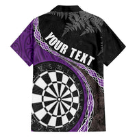 Personalised New Zealand Darts Family Matching Puletasi and Hawaiian Shirt Koru Tribal Tattoo and Silver Fern Maori Pattern Purple Color LT03 - Polynesian Pride