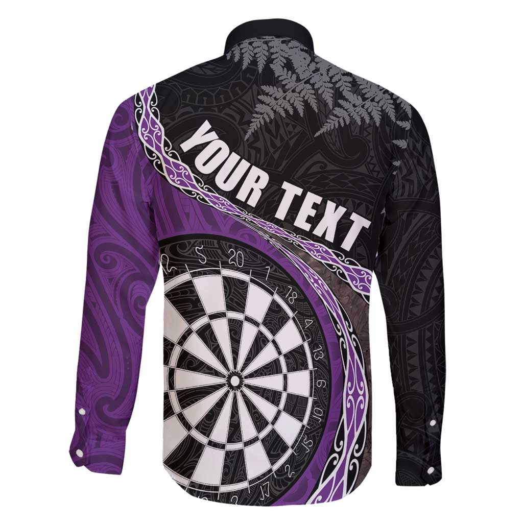 Personalised New Zealand Darts Family Matching Tank Maxi Dress and Hawaiian Shirt Koru Tribal Tattoo and Silver Fern Maori Pattern Purple Color LT03 - Polynesian Pride