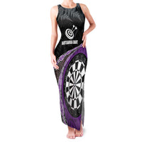 Personalised New Zealand Darts Family Matching Tank Maxi Dress and Hawaiian Shirt Koru Tribal Tattoo and Silver Fern Maori Pattern Purple Color LT03 Mom's Dress Purple - Polynesian Pride