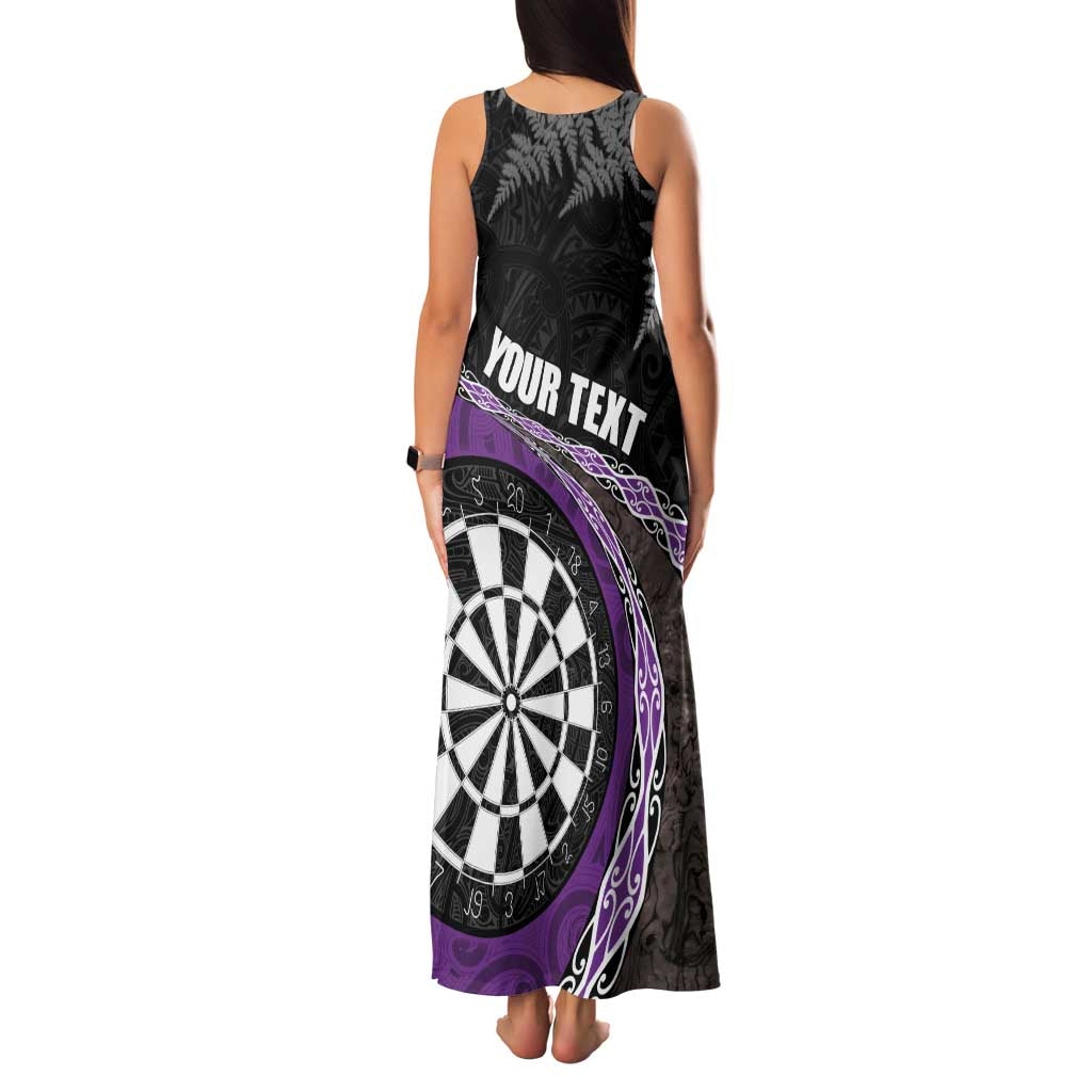 Personalised New Zealand Darts Family Matching Tank Maxi Dress and Hawaiian Shirt Koru Tribal Tattoo and Silver Fern Maori Pattern Purple Color LT03 - Polynesian Pride