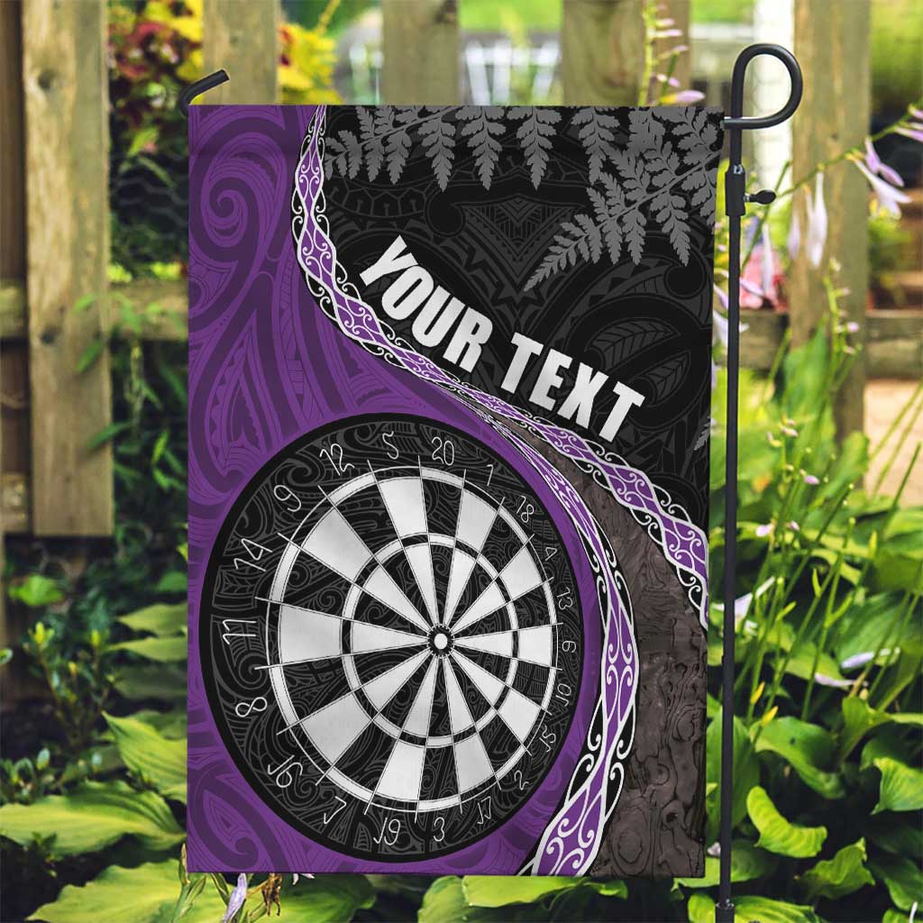 Personalised New Zealand Darts Garden Flag Koru Tribal Tattoo and Silver Fern Maori Pattern Purple Color LT03 Garden Flag Purple - Polynesian Pride