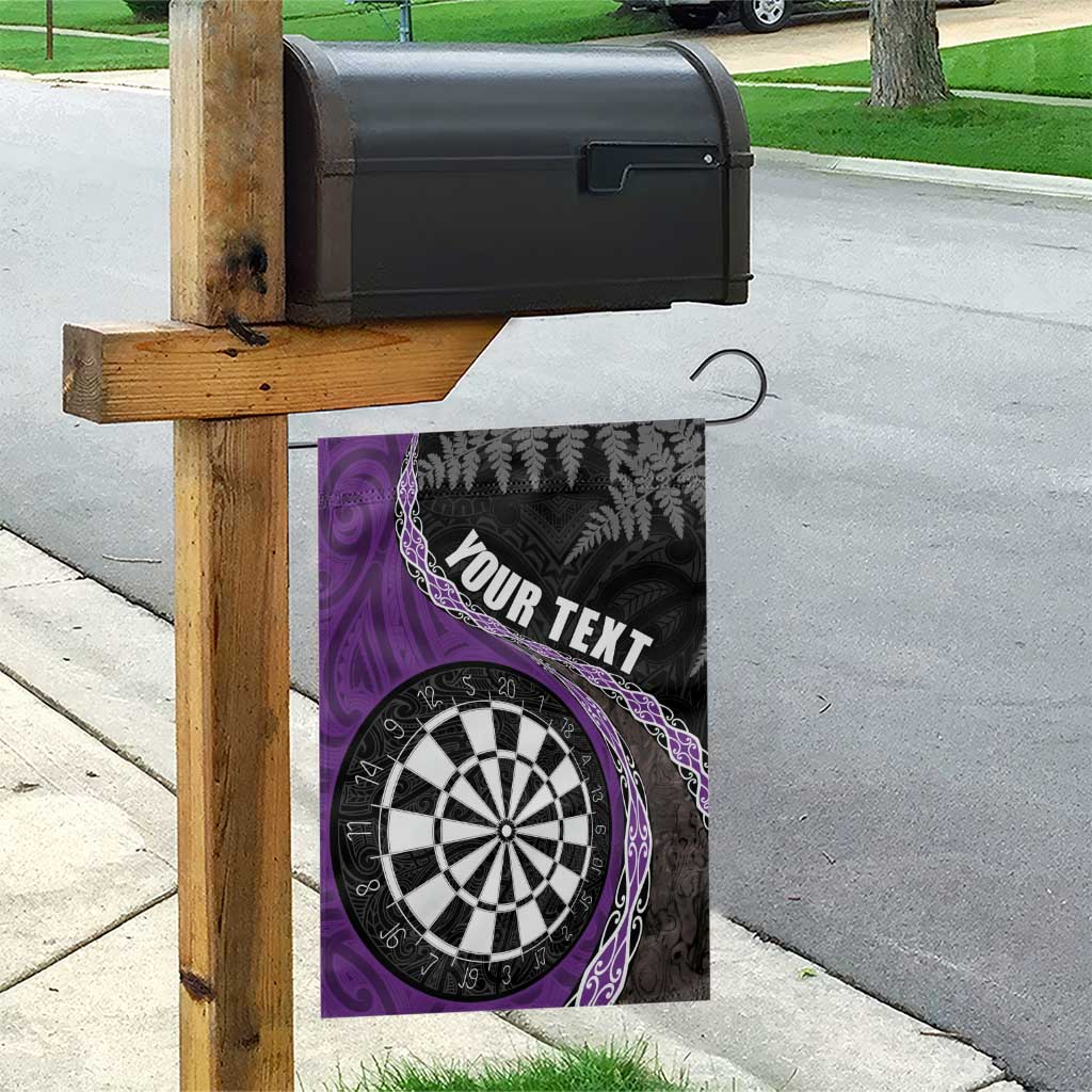 Personalised New Zealand Darts Garden Flag Koru Tribal Tattoo and Silver Fern Maori Pattern Purple Color LT03 - Polynesian Pride