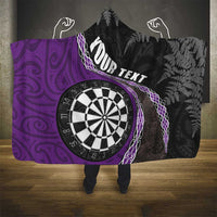 Personalised New Zealand Darts Hooded Blanket Koru Tribal Tattoo and Silver Fern Maori Pattern Purple Color LT03 - Polynesian Pride