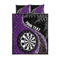 Personalised New Zealand Darts Quilt Bed Set Koru Tribal Tattoo and Silver Fern Maori Pattern Purple Color LT03 - Polynesian Pride