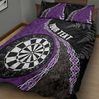 Personalised New Zealand Darts Quilt Bed Set Koru Tribal Tattoo and Silver Fern Maori Pattern Purple Color LT03 - Polynesian Pride