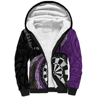Personalised New Zealand Darts Sherpa Hoodie Koru Tribal Tattoo and Silver Fern Maori Pattern Purple Color LT03 Unisex Purple - Polynesian Pride