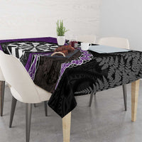Personalised New Zealand Darts Tablecloth Koru Tribal Tattoo and Silver Fern Maori Pattern Purple Color