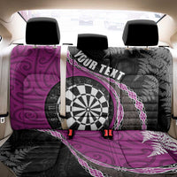 Personalised New Zealand Darts Back Car Seat Cover Koru Tribal Tattoo and Silver Fern Maori Pattern Pink Color LT03 - Polynesian Pride