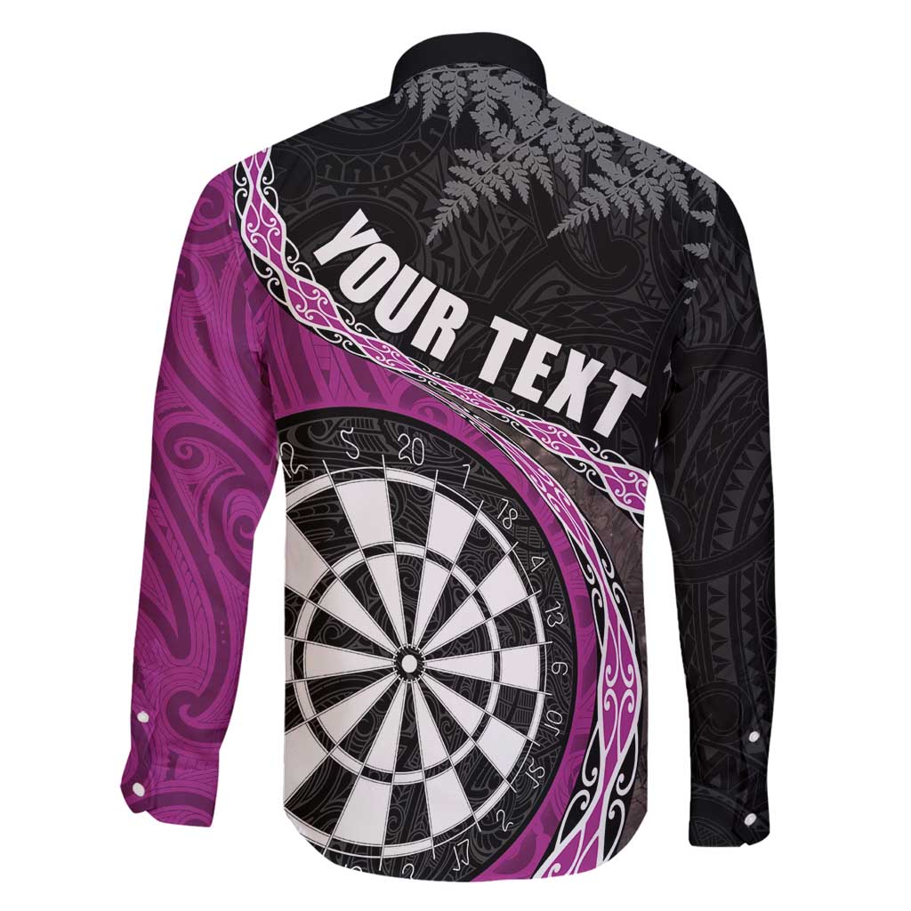 Personalised New Zealand Darts Family Matching Off Shoulder Maxi Dress and Hawaiian Shirt Koru Tribal Tattoo and Silver Fern Maori Pattern Pink Color LT03 - Polynesian Pride