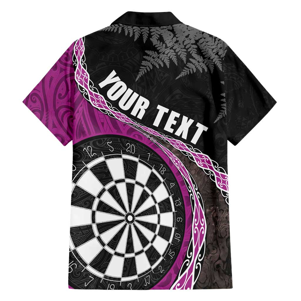 Personalised New Zealand Darts Family Matching Short Sleeve Bodycon Dress and Hawaiian Shirt Koru Tribal Tattoo and Silver Fern Maori Pattern Pink Color LT03 - Polynesian Pride