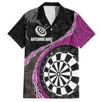 Personalised New Zealand Darts Hawaiian Shirt Koru Tribal Tattoo and Silver Fern Maori Pattern Pink Color LT03 Pink - Polynesian Pride