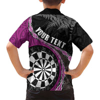 Personalised New Zealand Darts Hawaiian Shirt Koru Tribal Tattoo and Silver Fern Maori Pattern Pink Color LT03 - Polynesian Pride