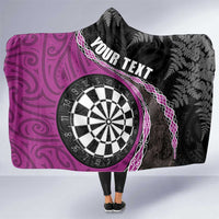 Personalised New Zealand Darts Hooded Blanket Koru Tribal Tattoo and Silver Fern Maori Pattern Pink Color LT03 One Size Pink - Polynesian Pride